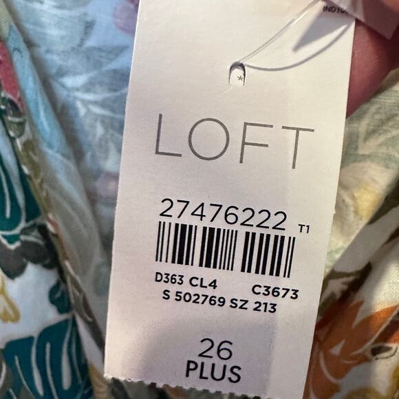 LOFT Beach Wrap Dress Women Plus 26 Linen Blend Tropical Midi Summer Vacation - Picture 9 of 10